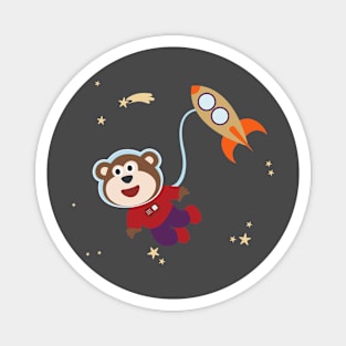 Space monkey or astronaut in a space suit with cartoon style Magnet